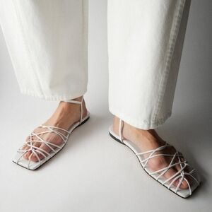 TIBI Berneice Kidskin Sandals in Optic White